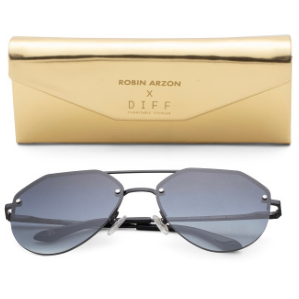 DIFF La Jefa Sunglasses Aviator Black Frame Grey Gradient Lens Robin Arzon - Picture 8 of 9